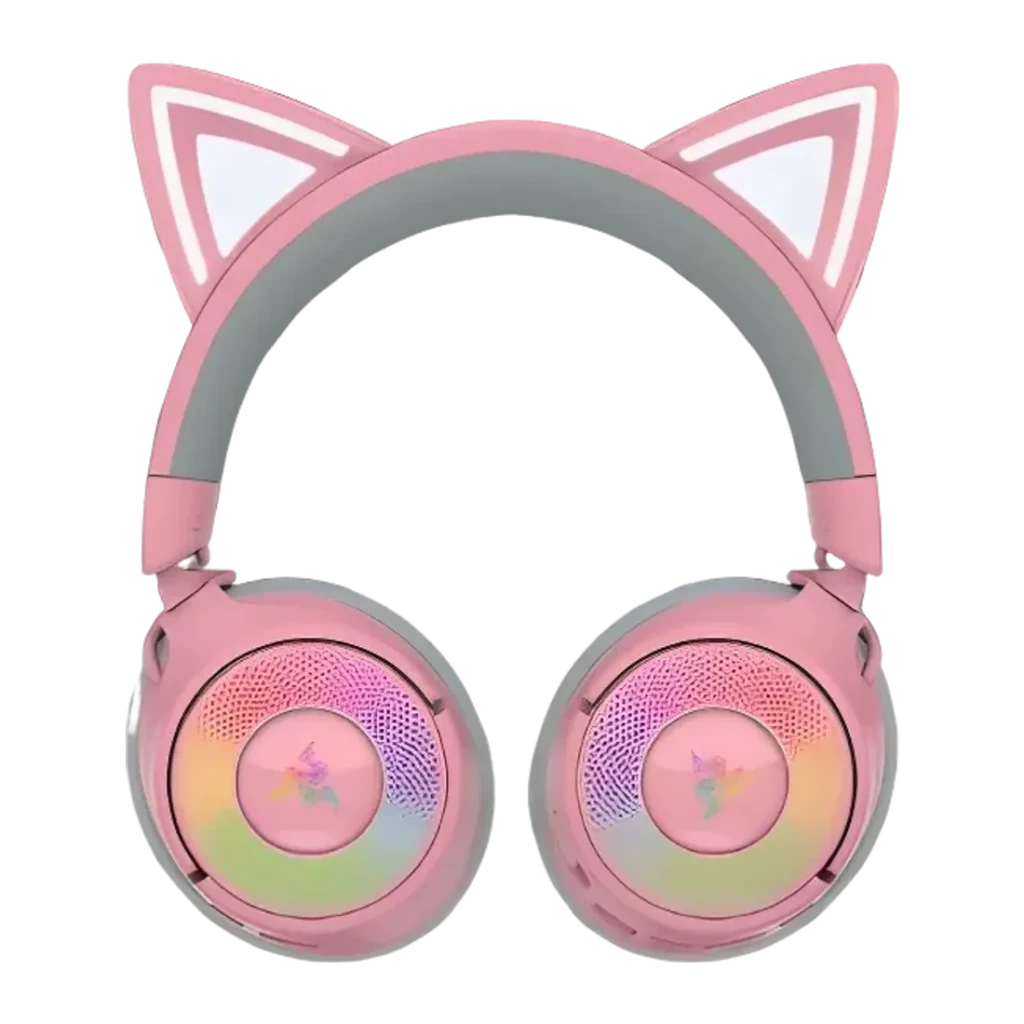 Auriculares Gaming Razer Kraken Kitty V3 Pro Quartz Inalámbrico con Iluminación RGB y Orejas de Gato Intercambiables