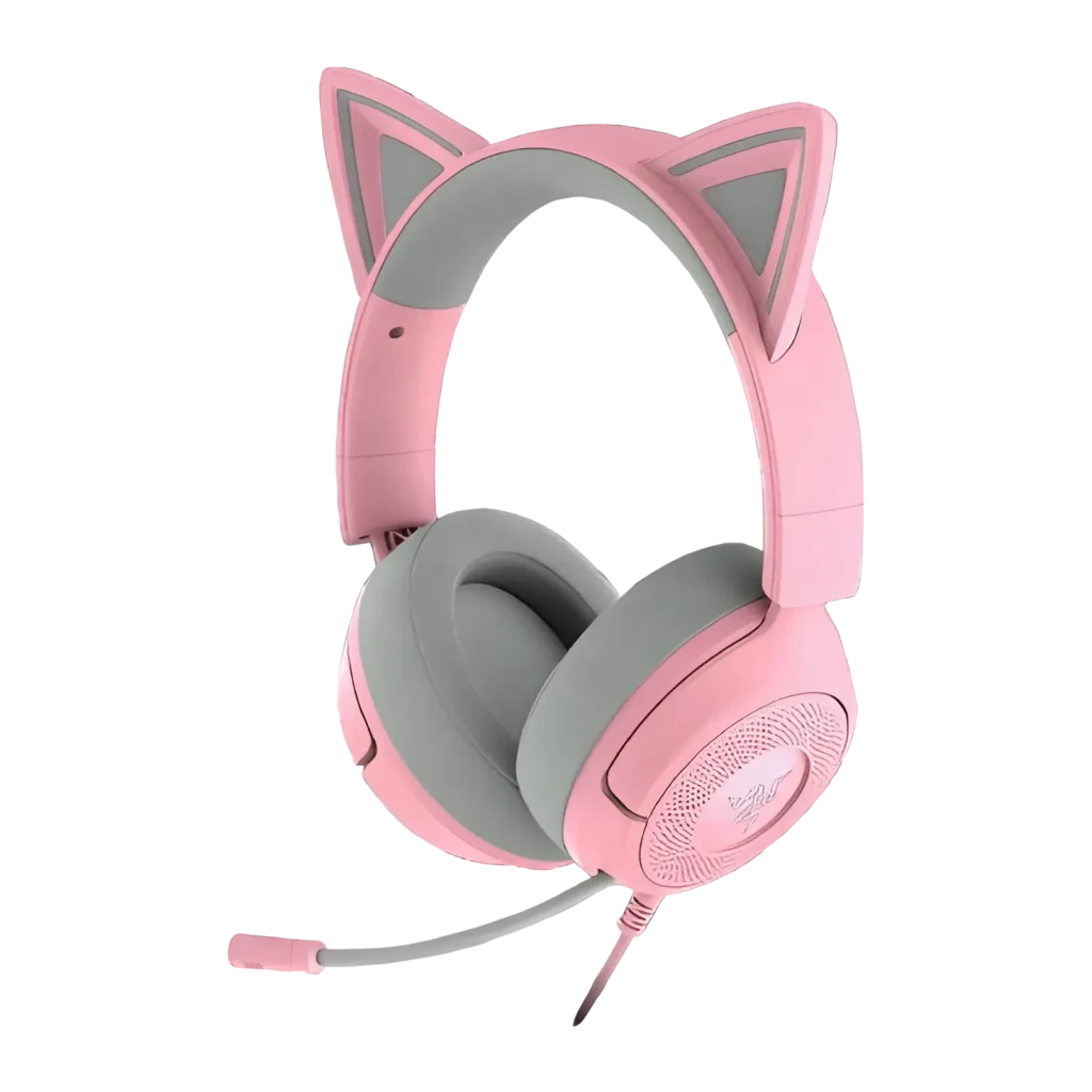 Auriculares Gaming Razer Kraken Kitty V3 X Quartz con Micrófono y Orejas de Gato Rosa