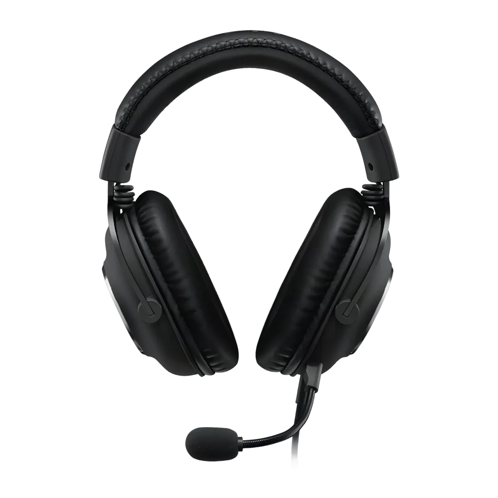 Auriculares Gaming Logitech G Pro X SE Micrófono Boom Cardioide, vista frontal: almohadillas de cuero, diadema acolchada