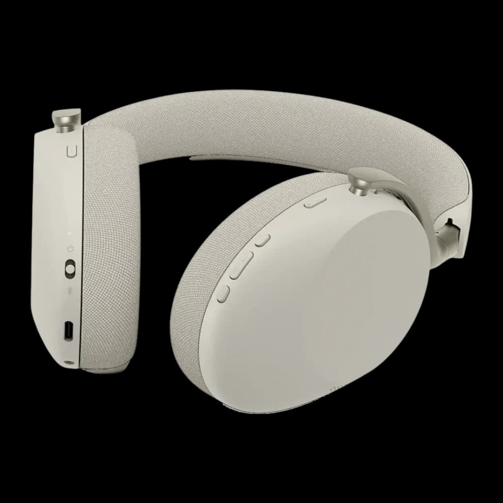 Auriculares Jabra Evolve3 85 UC Diadema Bluetooth 5.3 120h Multipunto, vista lateral: diadema textil beige, botones