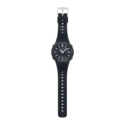 Casio G-Shock GA-2100-1AER Noir Chronomètre, Heure Mondiale 29 fuseaux 20ATM, vue avant complète: bracelet et cadran