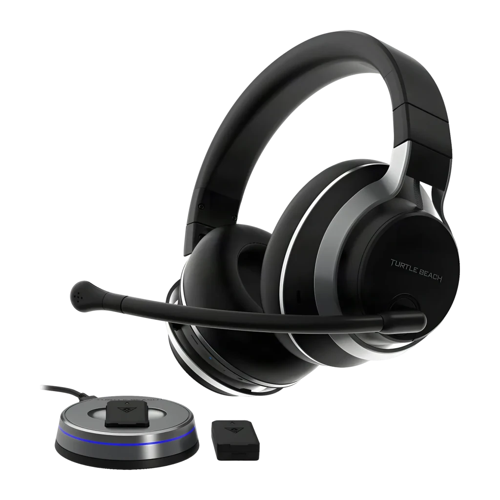 Auriculares Gaming Turtle Beach Stealth Pro Inalámbrico Micrófono Extraíble, vista conjunto: auricular negro con micrófono