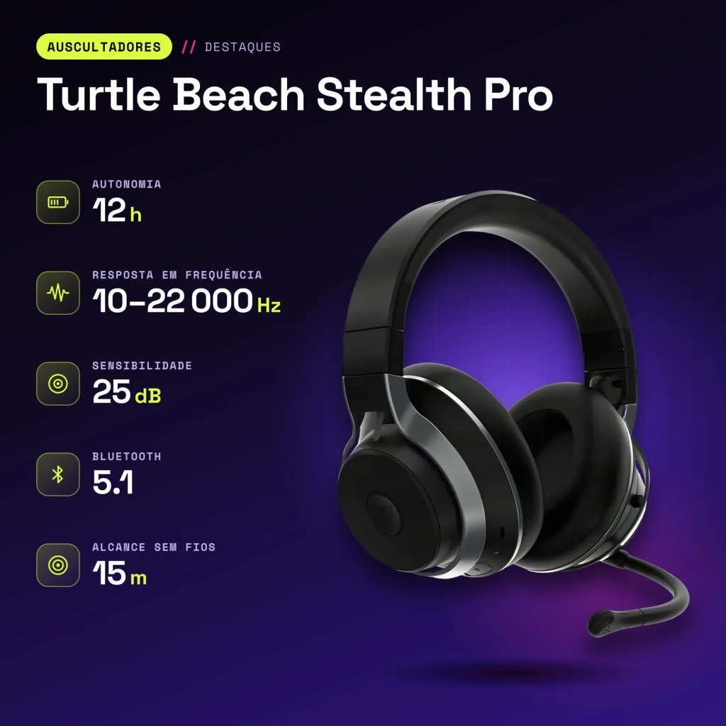 Auriculares Gaming Turtle Beach Stealth Pro PlayStation Inalámbrico Micrófono Extraíble Negro - características