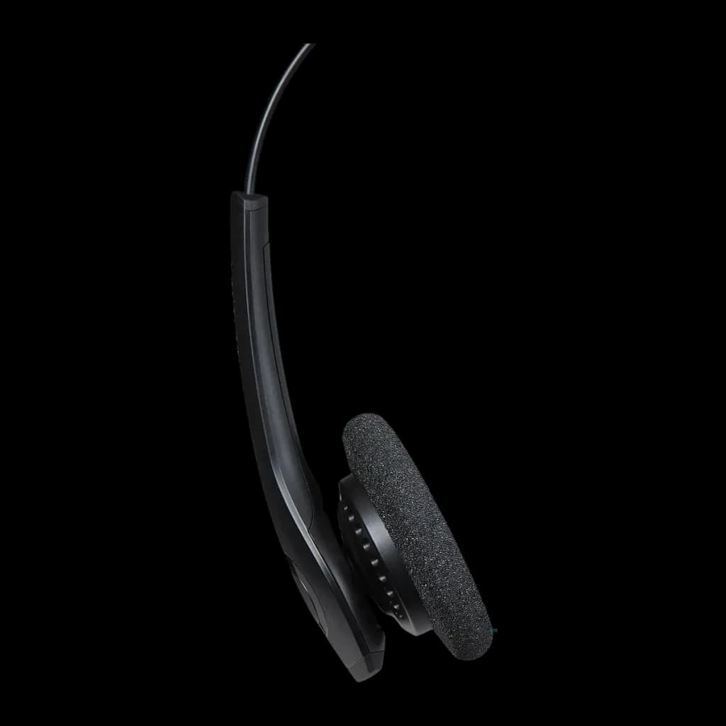 Casque Jabra Biz 1500 Duo USB Réduction de bruit Serre-tête, détail latéral: arceau courbé, coussin en mousse et câble