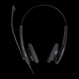 Casque Jabra Biz 1500 Duo USB Réduction de bruit Serre-tête, détail: vue de face avec micro-boom flexible et coussinets