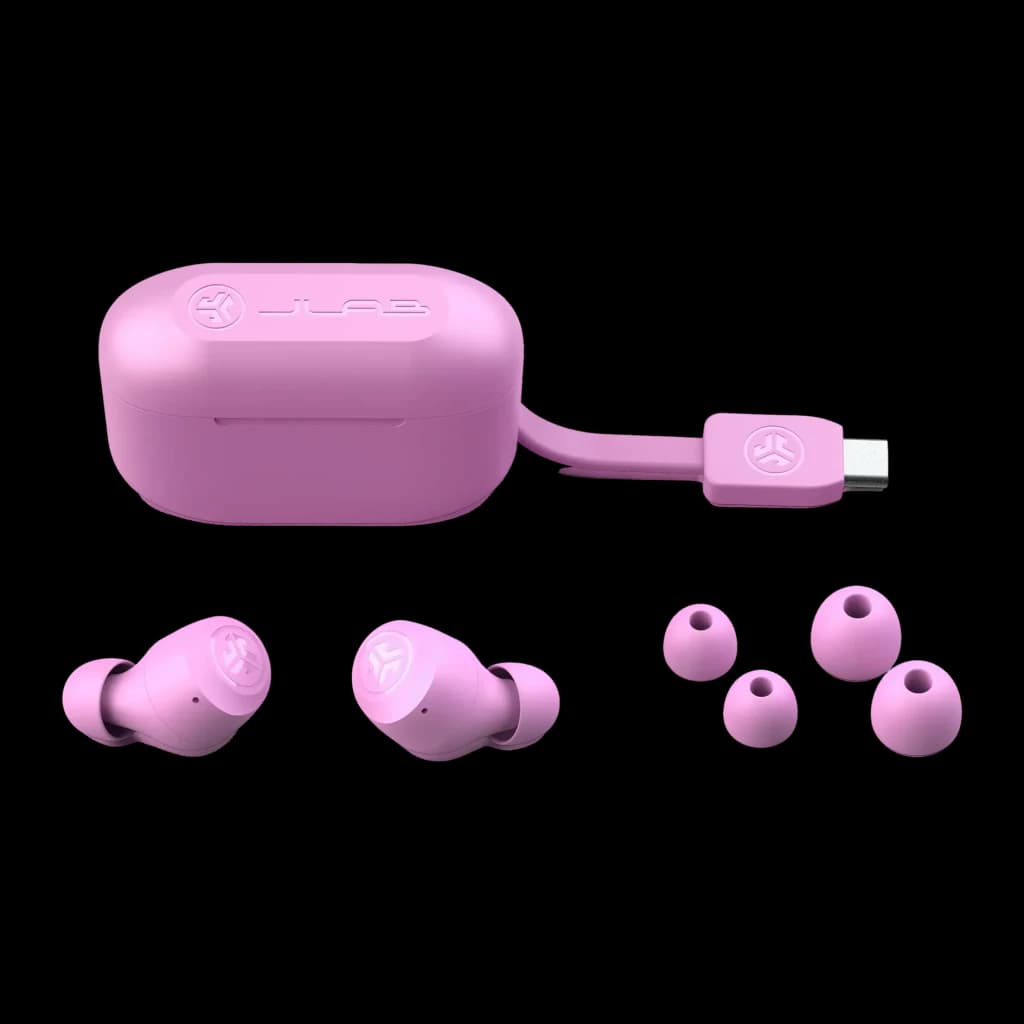 Auriculares JLab Audio Go Air Pop TWS In-Ear Bluetooth 5.1 32h IPX4, contenido: estuche rosa con cable USB-C integrado