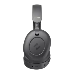 Auriculares Havit H655BT Pro Cancelación de Ruido Diadema Bluetooth 5.3 80h, lateral: copa derecha con logo y puertos USB-C