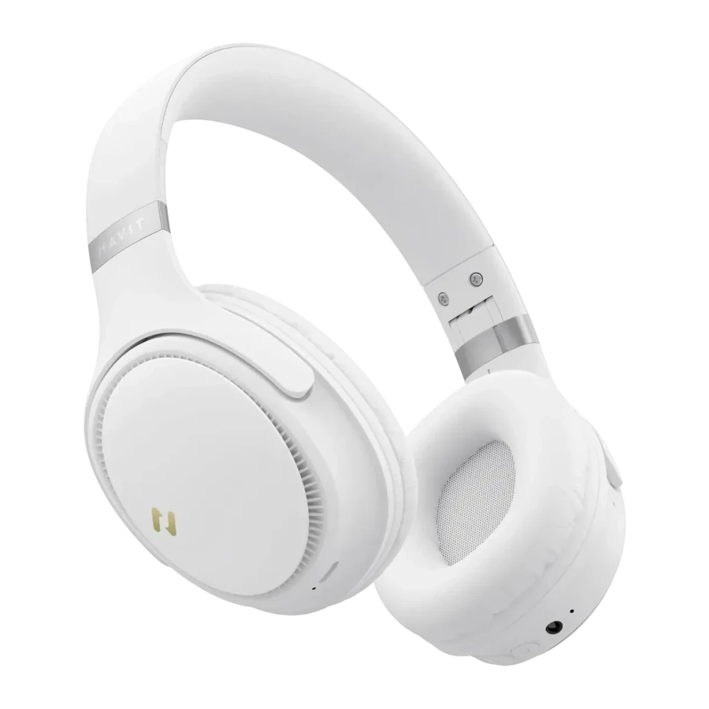 Auriculares Havit H630BT Pro de diadema inalámbricos con cancelación activa de ruido en color blanco