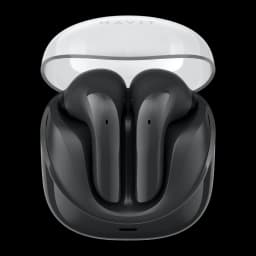 Auriculares Havit Modern Buds TWS Bluetooth 5.3 4,5h, vista frontal: estuche abierto negro y blanco con ambos earbuds