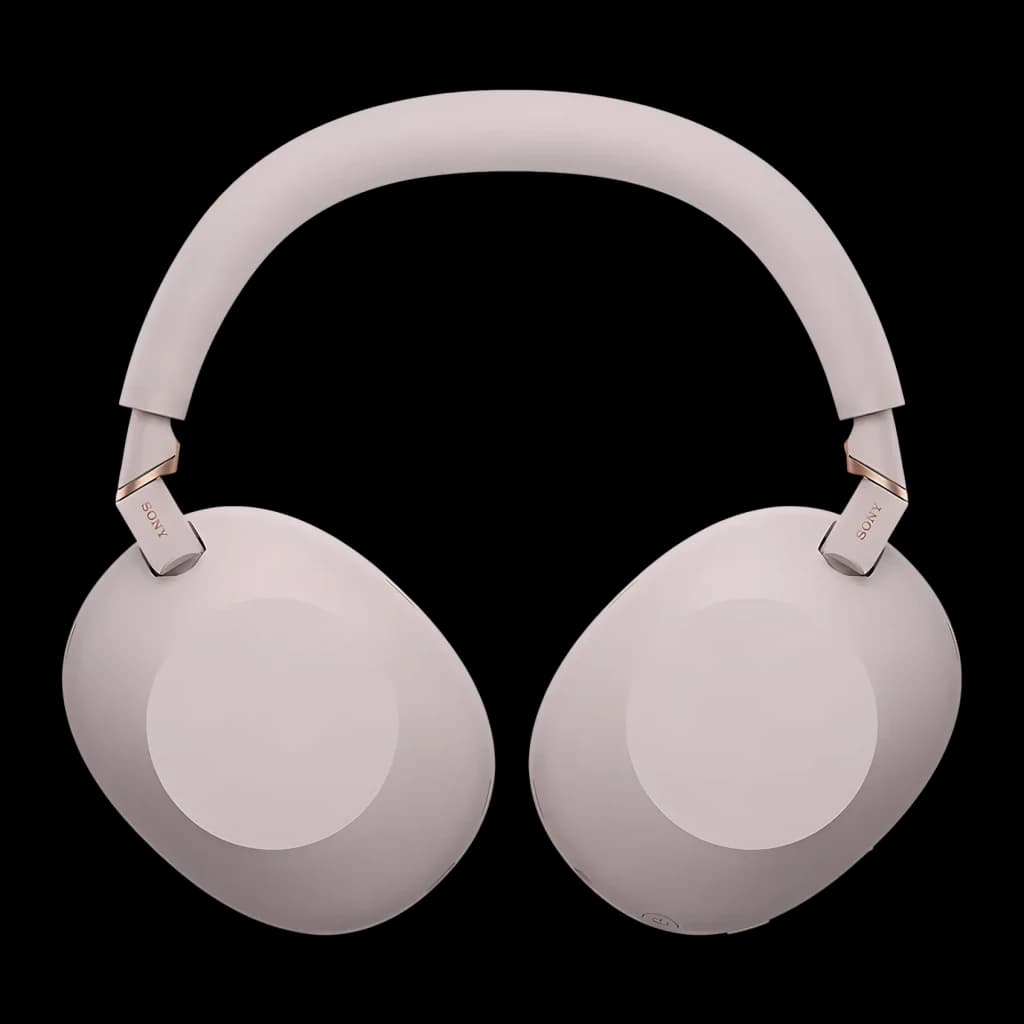 Auscultadores Sony WH-1000XM6 Cancelamento de Ruído Adaptativo Banda prateado, vista frontal: almofadas ovais e dobradiças