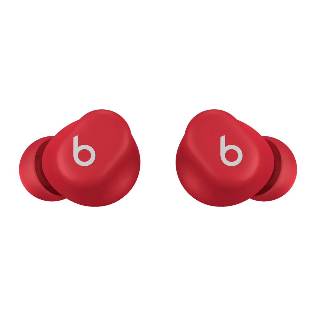 Auriculares Apple Beats Solo Buds MUW03ZM/A Cancelación de Ruido TWS In-Ear, vista frontal: par de earbuds rojos con logo b