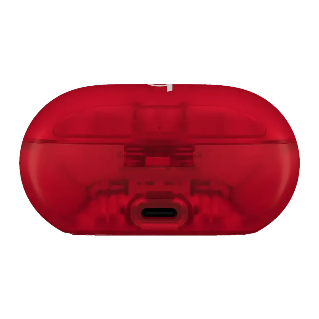 Auriculares Apple Beats Solo Buds MUW03ZM/A Cancelación de Ruido TWS In-Ear, vista inferior: carcasa roja translúcida
