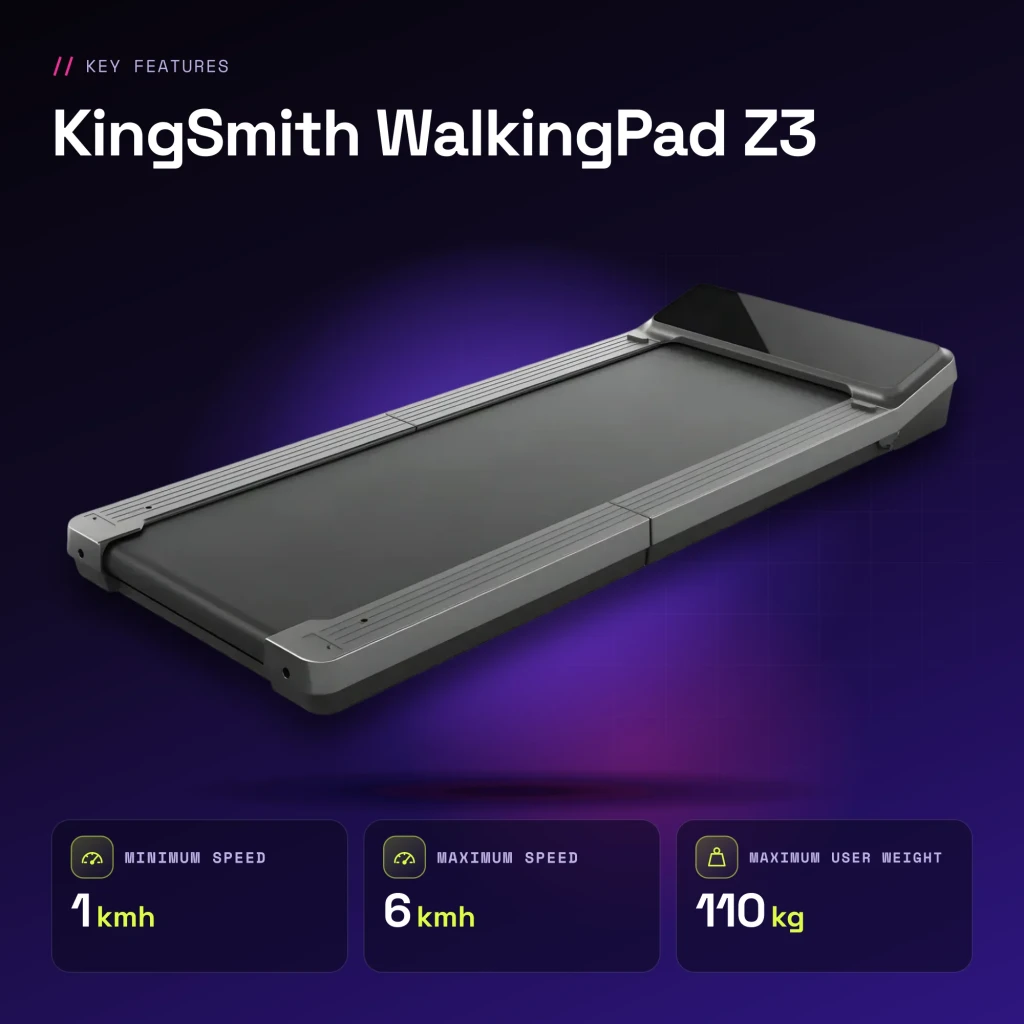 Passadeira KingSmith WalkingPad Z3 Cinzento Dobrável 6km/h - características