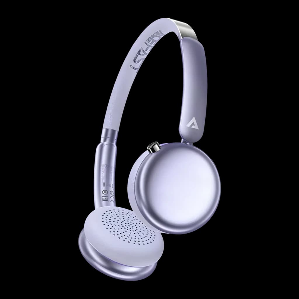 Casque Acefast H8 Réduction de Bruit Active Arceau Bluetooth 5.4 60h, vue de face: coloris lilas, arceau avec logo