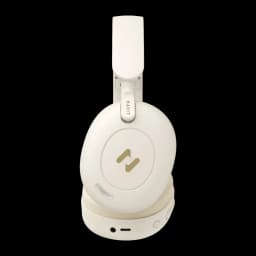 Auriculares Havit H655BT Pro Cancelación de Ruido Diadema Bluetooth 5.3 80h, detalle lateral: logo dorado, puerto USB-C