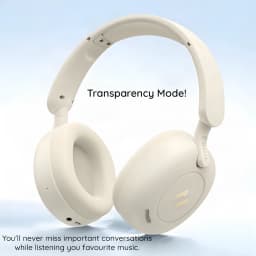 Auriculares Havit H655BT Pro Cancelación de Ruido Diadema Bluetooth 5.3 80h beige, vista lateral: copa derecha con logo