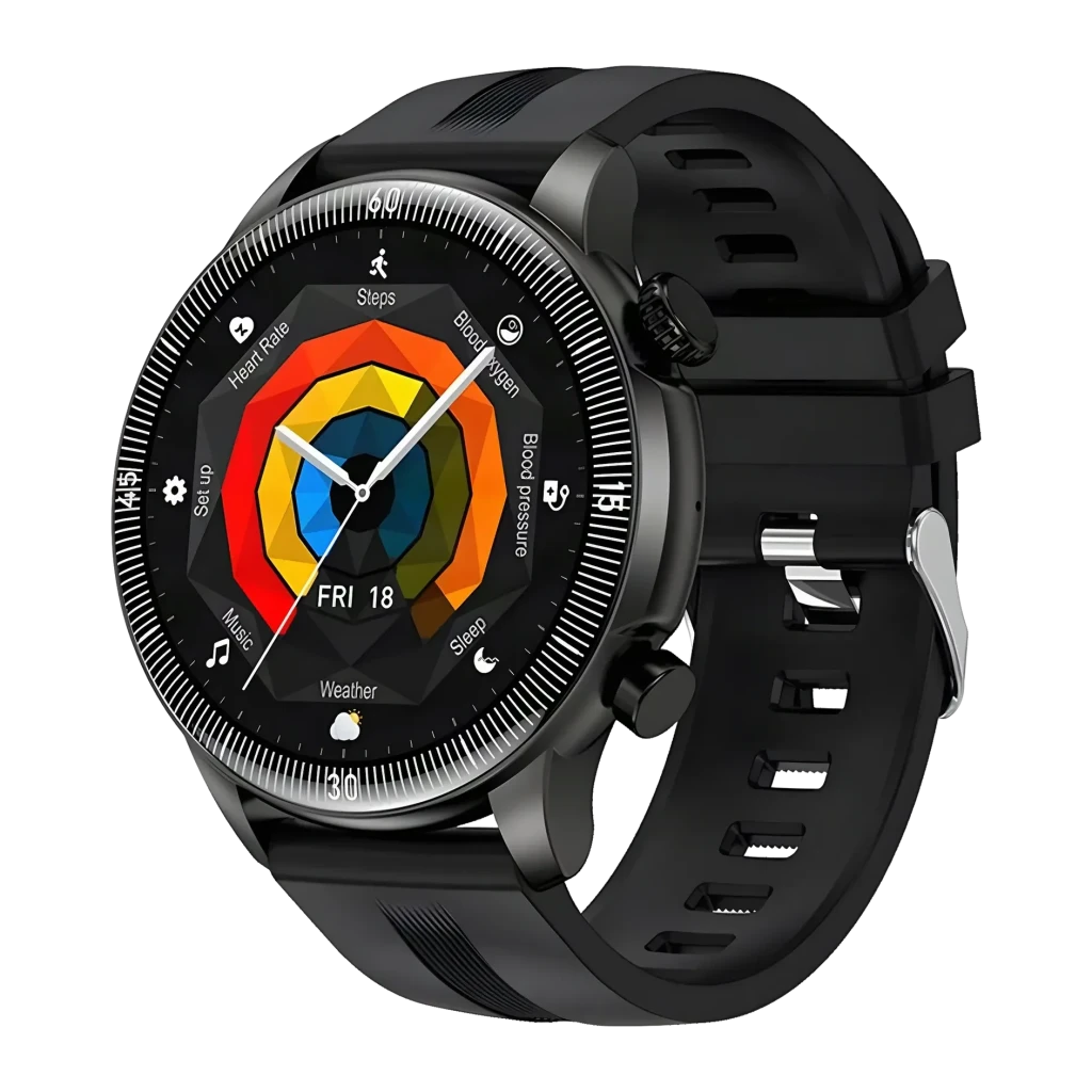 Hoco Y31 Call Negro Llamadas Bluetooth Frec. cardíaca SpO2 Batería 5 Días, detalle: esfera redonda con iconos Heart Rate