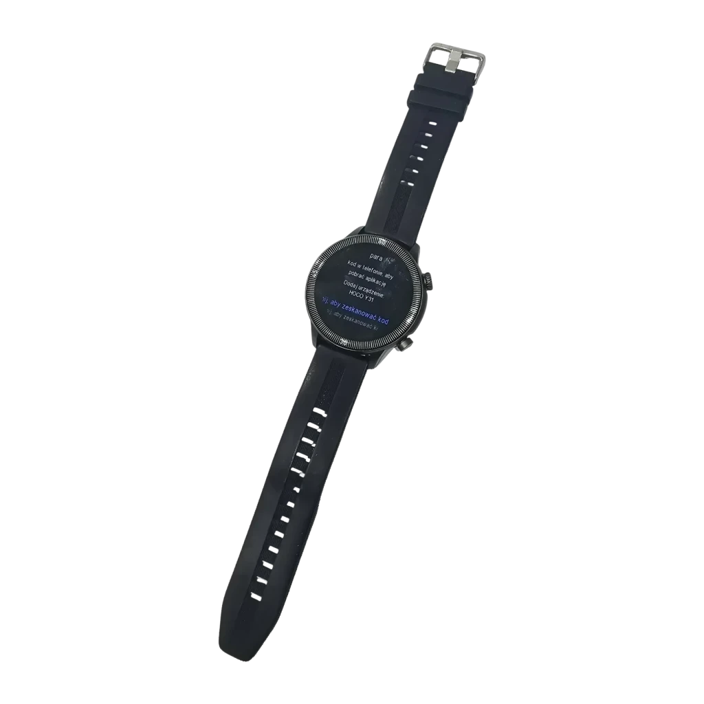 Hoco Y31 Call Negro Llamadas Bluetooth Frec. cardíaca SpO2 Batería 5 Días, detalle: pantalla encendida con texto