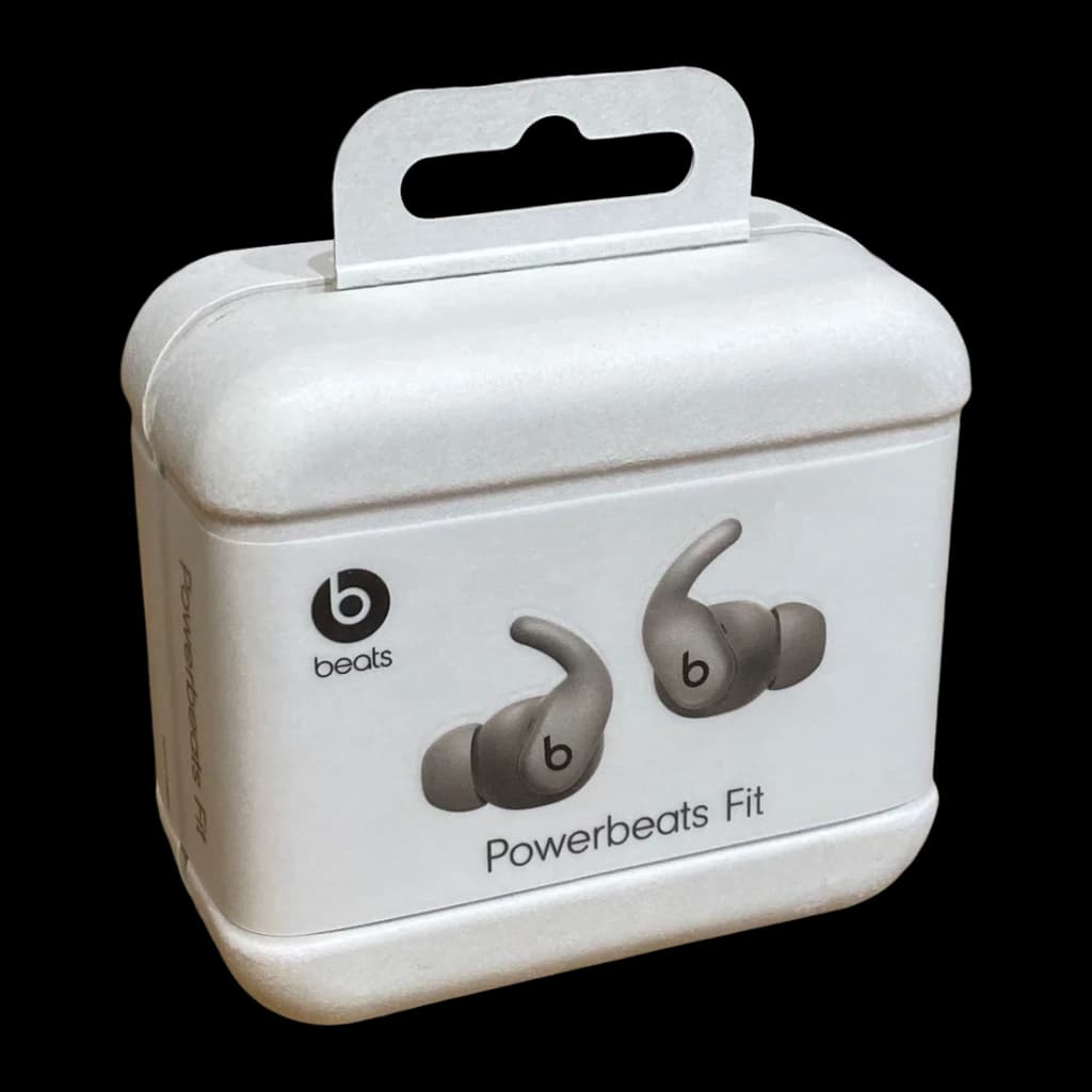 Écouteurs Beats Powerbeats Fit Réduction de Bruit In-Ear Bluetooth, contenu de la boîte: boîte blanche avec écouteurs gris