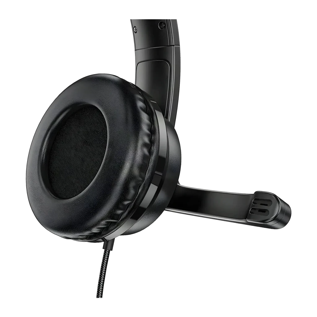 Auriculares Gaming Hoco. W103 Magic Tour con Micrófono USB-A + Jack 3,5mm, detalle: almohadilla de cuero, brazo de micrófono
