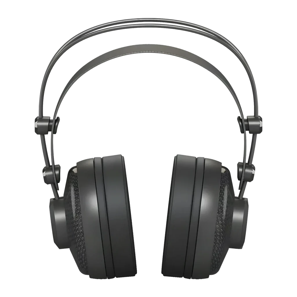 Casque Behringer BH60 Circumaural Filaire Driver 51mm, détail face avant: arceau double, coussinets circumauraux et grille