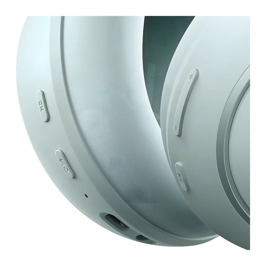 Auscultadores Anker D1402G61 ANC Adaptativo 3.0 Headband Bluetooth 6.1, detalhe: botões NC, multifunção e volume na concha