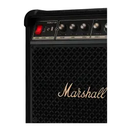 Coluna Portátil Marshall PARTY S.BROMLEY450 IP55 40h Bluetooth 5.3 Auracast, detalhe: grelha preta, logótipo dourado