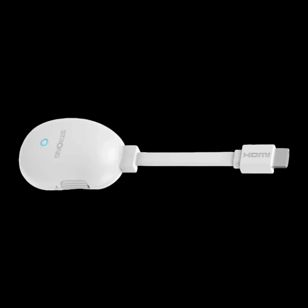 Reproductor Multimedia Strong 2GB/8GB Blanco WiFi 6 4K Ultra HD Android 12 LEAP-NEVE, detalle: cuerpo ovalado con logo