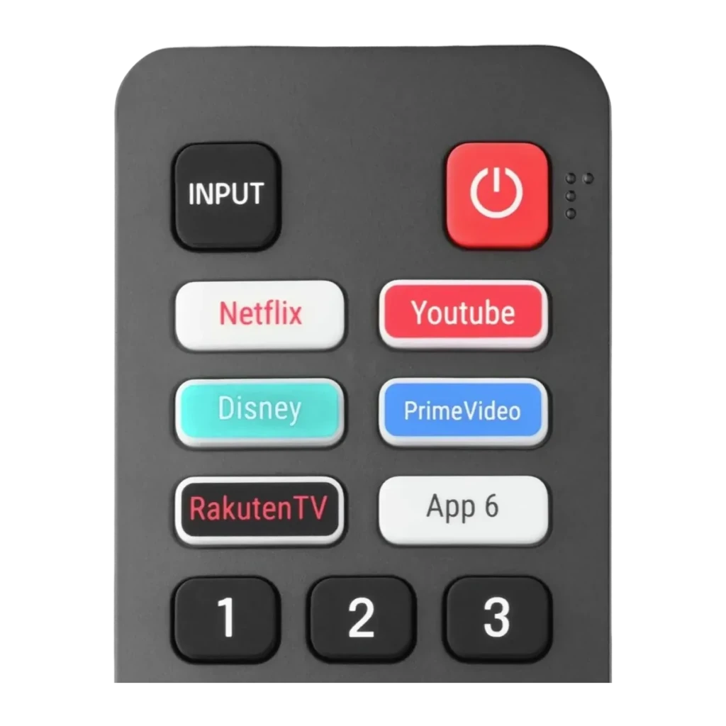 Comando à distância One for All URC4916 para Hisense Infravermelhos, detalhe: botões Netflix, YouTube, Disney, PrimeVideo