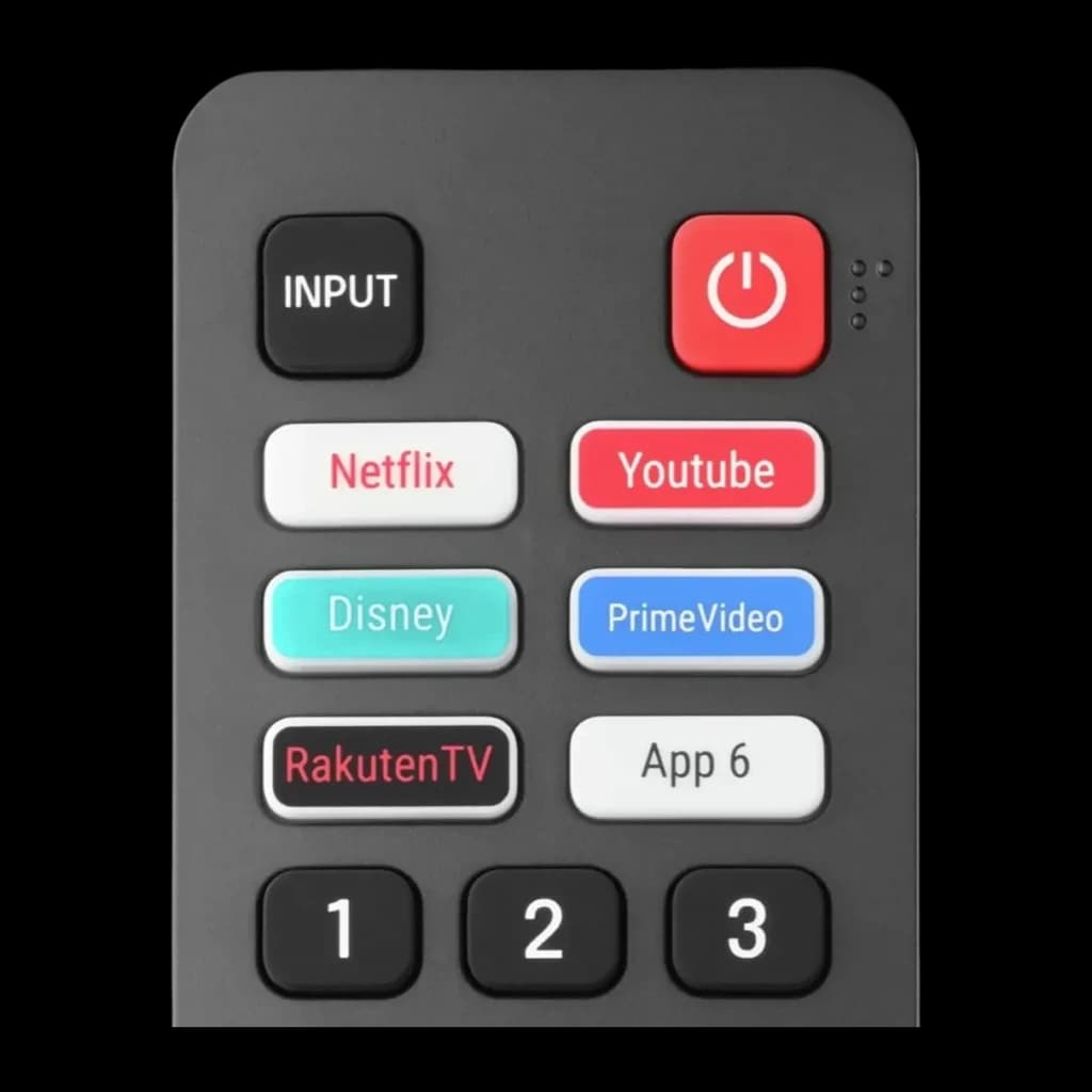 Comando à distância One for All URC4916 para Hisense Infravermelhos, detalhe: botões Netflix, YouTube, Disney, PrimeVideo
