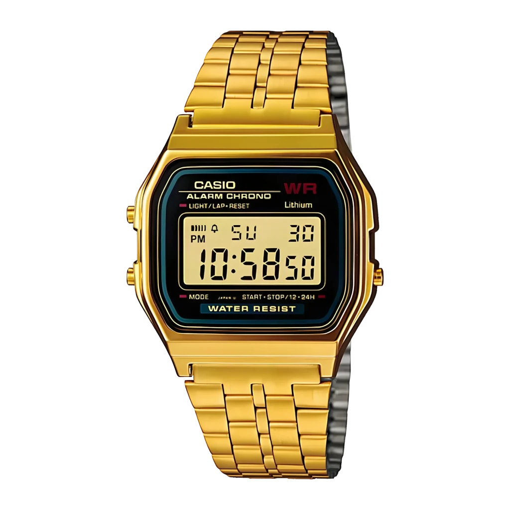 Casio Vintage A159WGEA-1DF Negro/Dorado Cronómetro, Alarma, Calendario Pila