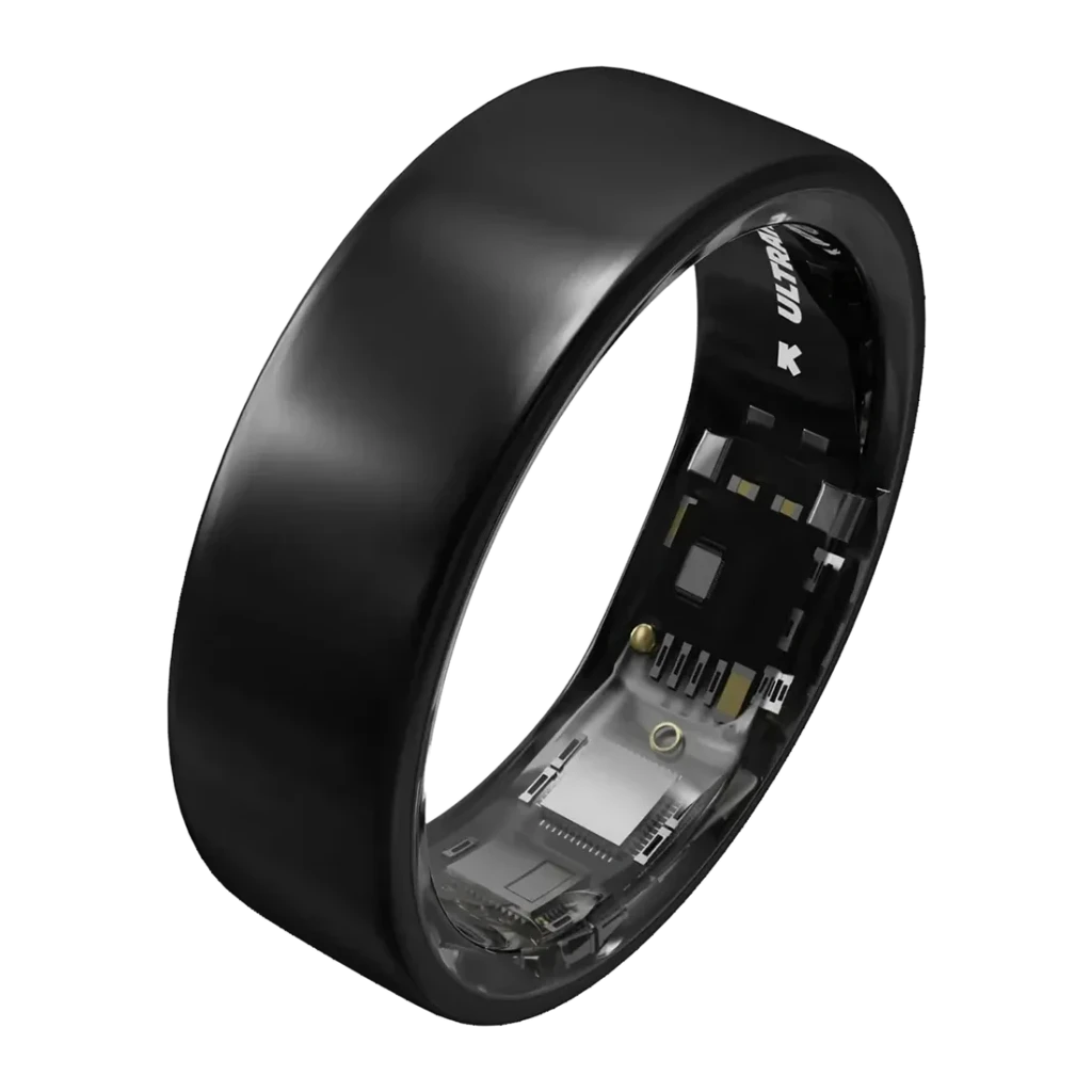 Ultrahuman Ring Air Talla 6 Negro Temperatura Corporal Batería 6 Días Titanio, detalle: interior con sensores y circuito