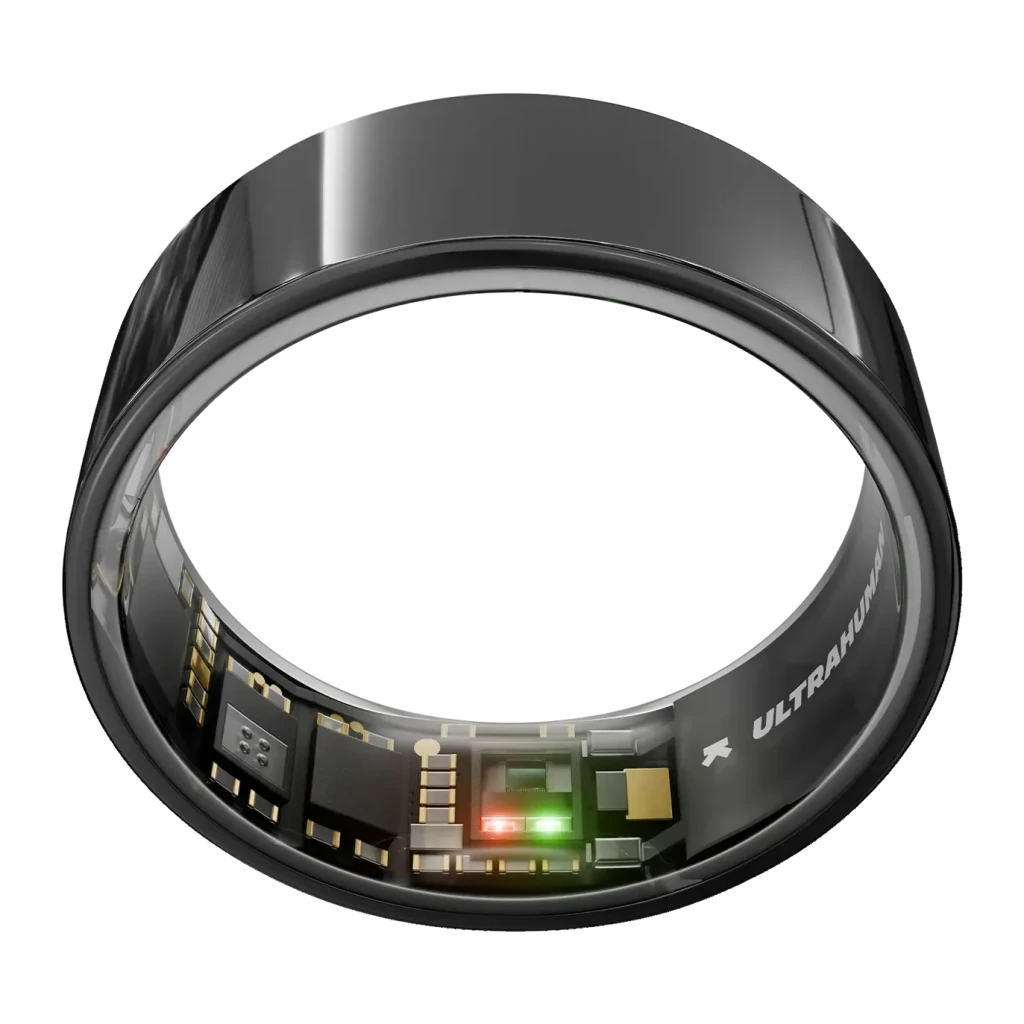 Ultrahuman Ring Air Talla 6 Negro Temperatura Corporal Batería 6 Días Titanio, detalle interior: sensores ópticos rojos