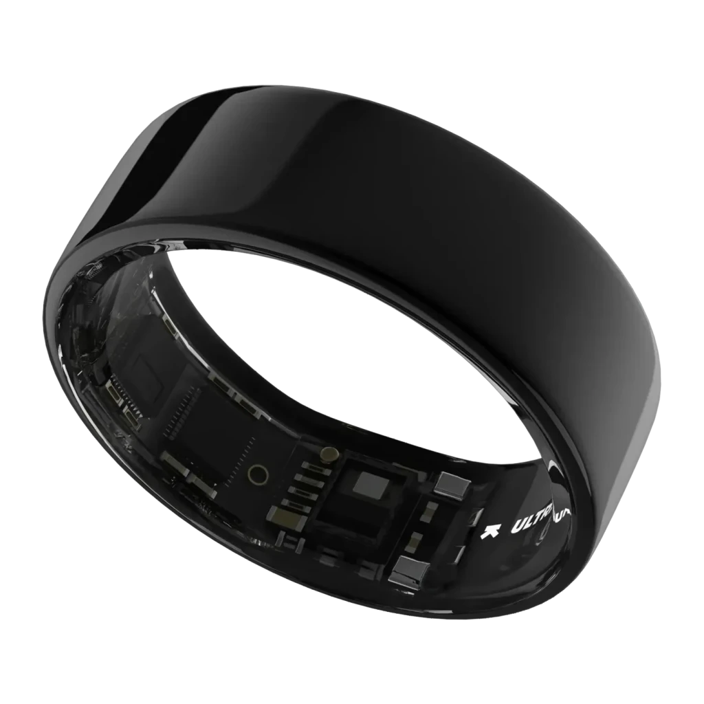 Ultrahuman Ring Air Talla 6 Negro Temperatura Corporal Batería 6 Días Titanio, detalle: interior con sensores y circuitos
