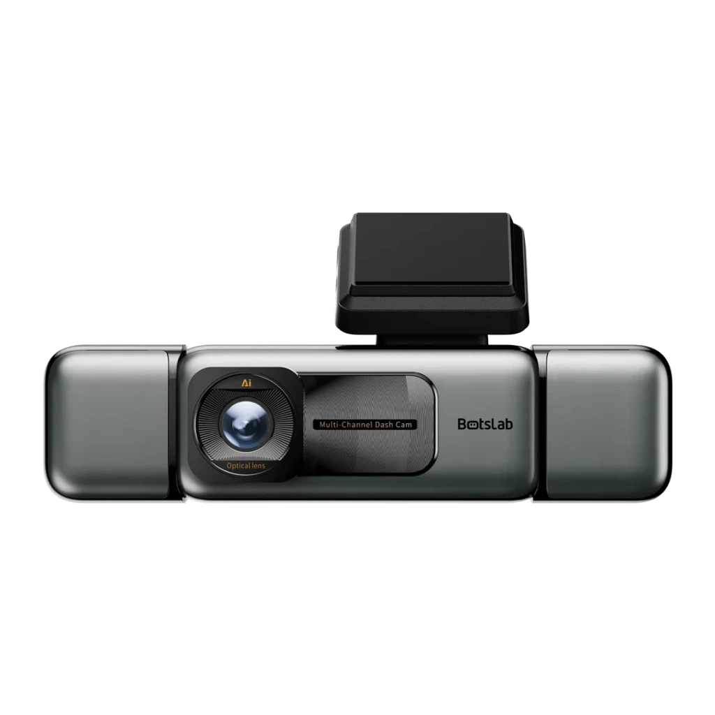 Dashcam Botslab G980H Preto 4 canais 3K GPS, detalhe frontal: lente Ai Optical, texto Multi-Channel e logo Botslab visíveis