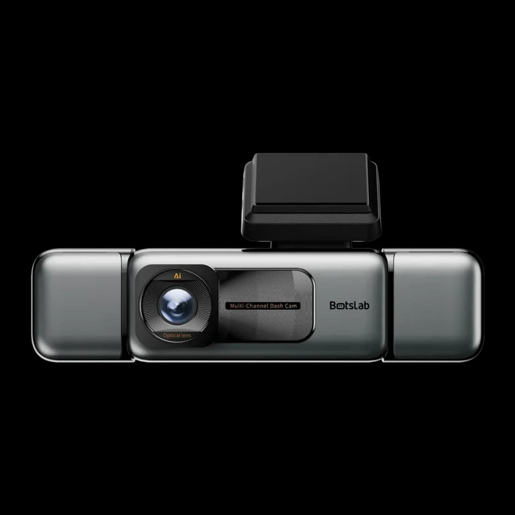 Dashcam Botslab G980H Preto 4 canais 3K GPS, detalhe frontal: lente Ai Optical, texto Multi-Channel e logo Botslab visíveis