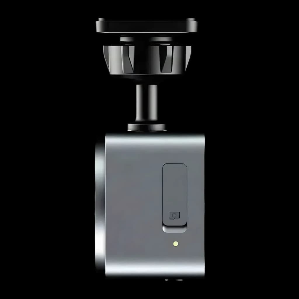 Dashcam Botslab V9H 2 em 1 4K WiFi Preto canais 30fps, detalhe: vista traseira com suporte giratório, botão lateral e LED