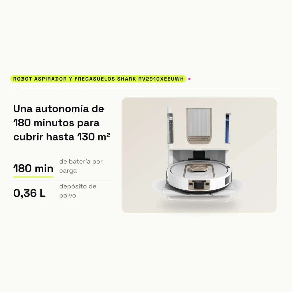 Shark Robot aspirador y fregasuelos RV2910XEEUWH blanco - características