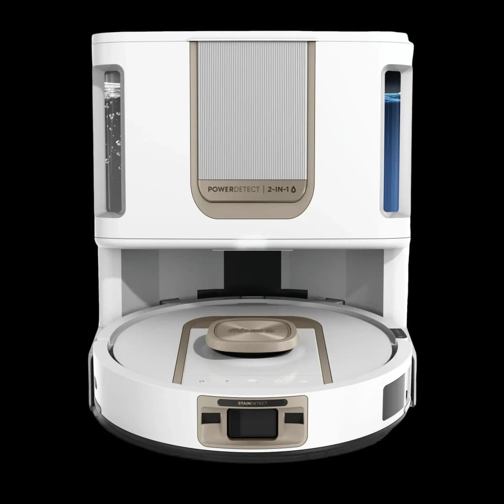 Robot aspirador Shark Blanco Detección de Obstáculos Fregasuelos con Mopa Elevable RV2910XEEUWH, vista frontal: robot