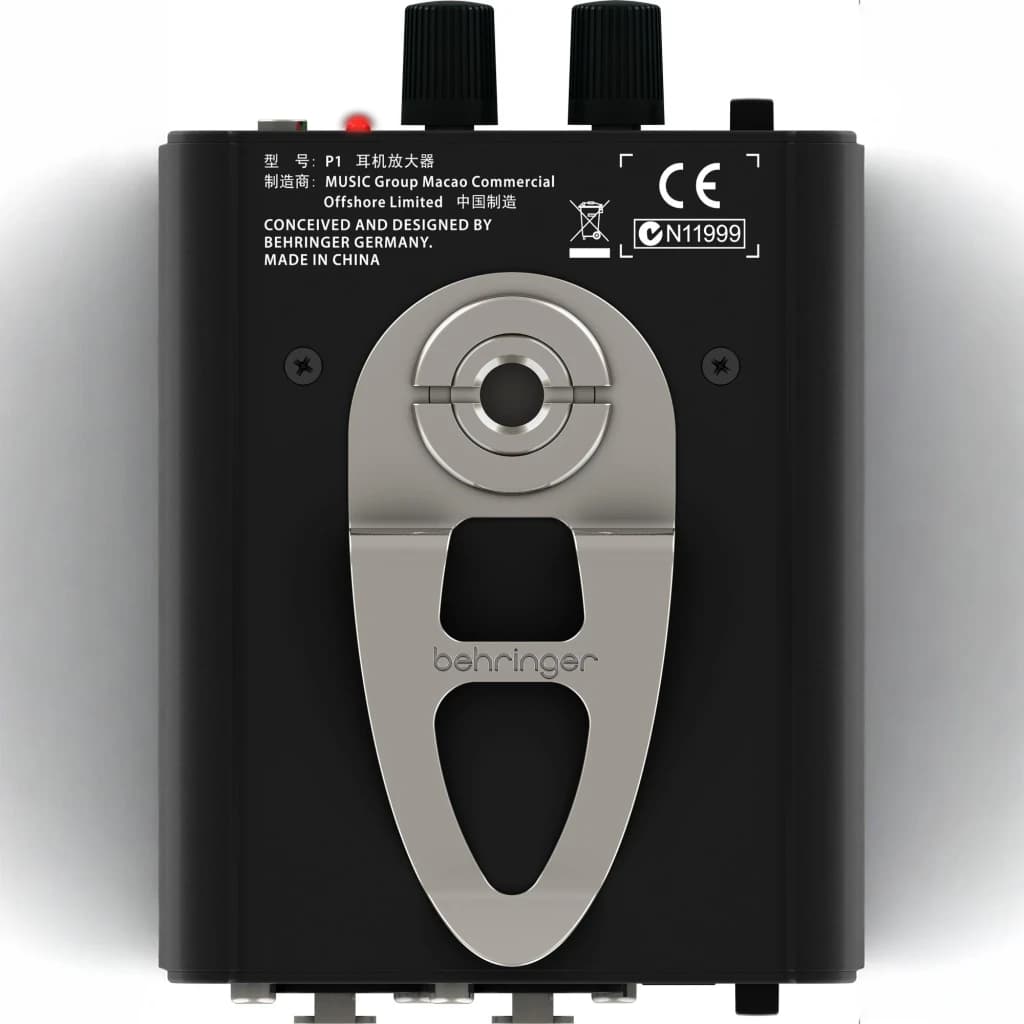 Amplificateur casque Behringer Powerplay P1 Jack 3,5mm Portable Noir, en utilisation: vue arrière avec clip ceinture