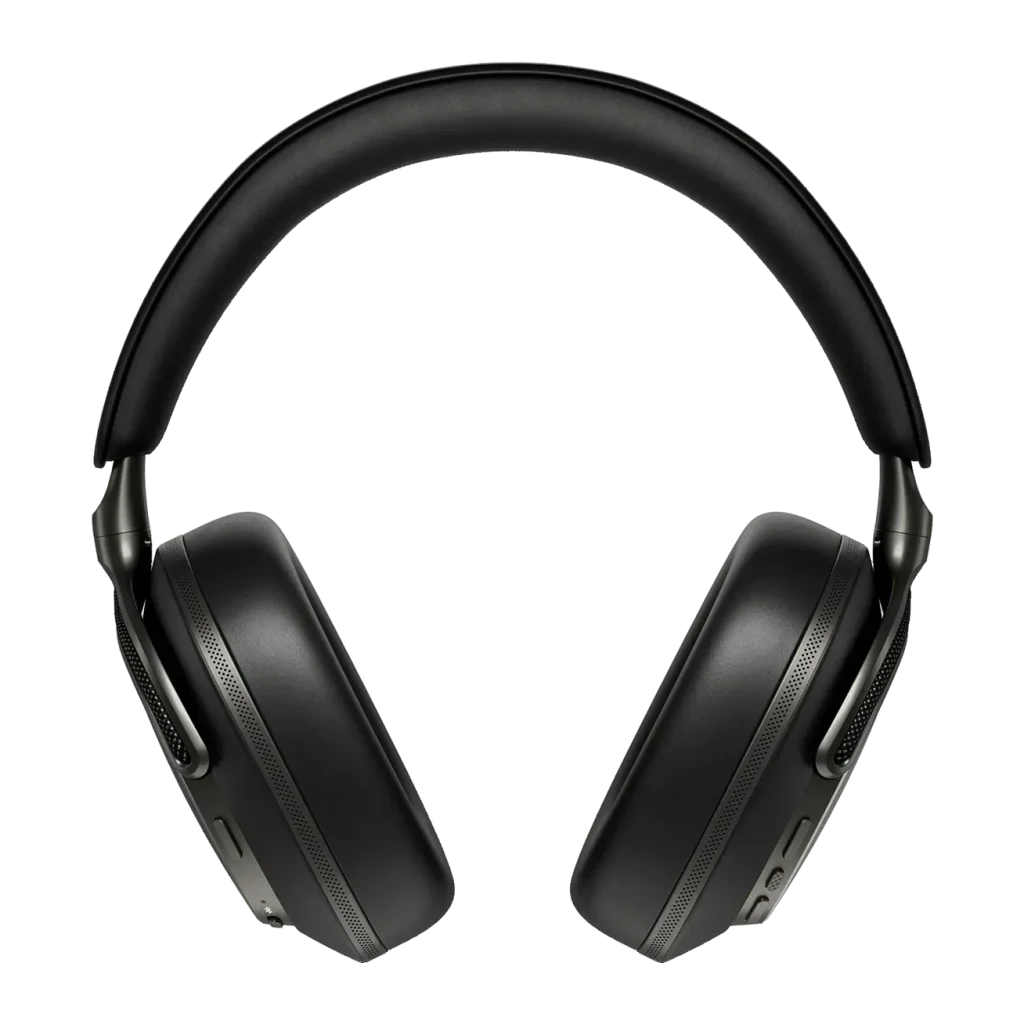 Auscultadores de banda Bowers & Wilkins Px8 S2 Cancelamento de Ruído Híbrido Preto, detalhe: vista frontal com almofadas