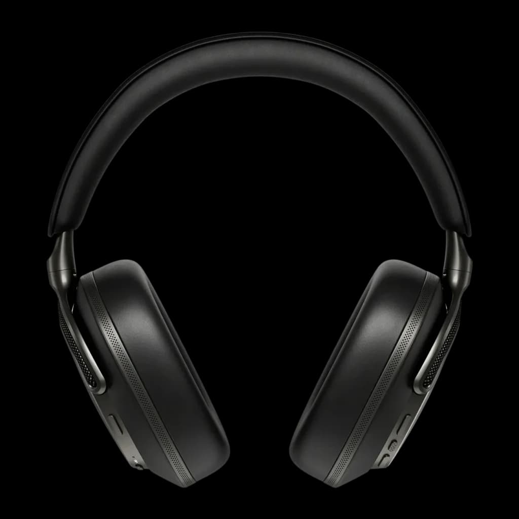 Auscultadores de banda Bowers & Wilkins Px8 S2 Cancelamento de Ruído Híbrido Preto, detalhe: vista frontal com almofadas