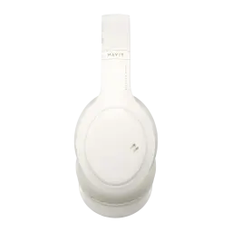 Auriculares Havit H633BT Diadema Bluetooth 5.1 20h 40mm Driver blancos, vista frontal: cojín oval y logo dorado Havit