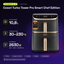 Fritadeira de ar Cosori Turbo Tower Pro Smart Chef Edition 10,8L WiFi 2630W Preto - características
