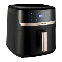 Freidora de Aire Russell Hobbs SatisFry 8,3L 1800W 9 Programas Negro, vista frontal en ángulo: panel táctil con display