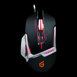 Ratón Gaming Conceptronic DJEBBEL 8 4000 DPI RGB Negro, vista superior: rueda y botones con iluminación RGB rosa y naranja