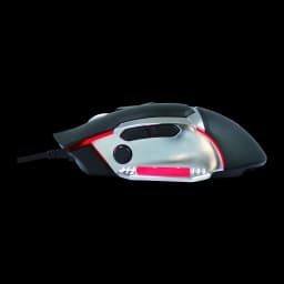 Ratón Gaming Conceptronic DJEBBEL 8 4000 DPI RGB Negro, vista lateral: iluminación RGB roja, panel plateado y rueda