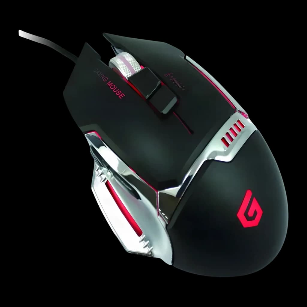 Ratón Gaming Conceptronic DJEBBEL 8 4000 DPI RGB Negro, vista superior: iluminación RGB rosa, acabados cromados laterales