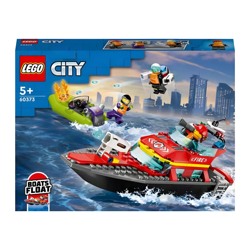 LEGO City Lancha de Rescate de Bomberos 60373 con 144 piezas para niños de 5 años en adelante