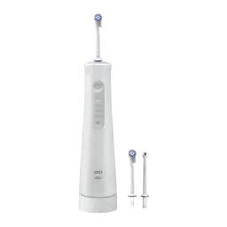 Irrigateur Oral Oral-B AquaCare 6 Pro-Expert Oxyjet Sans Fil Blanc, vue de face: corps blanc avec bouton marche, sélecteur 3